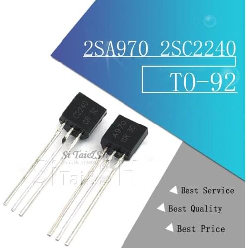 100pcs 2SA970 2SC2240 TO92 (50PCS* A970 +50PCS* C2240 ) TO-92 Bipolar Transistors - BJT NPN new and original