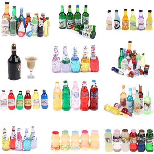 2~10 PCS Mini Drink Water Bottles Dollhouse Miniatures Doll Food Kitchen Living Room Accessories Kids Gift Pretend Play Toys