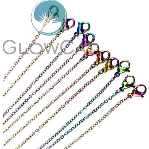 2X Stainless Link Chains Rainbow Black Tone Chain Necklaces For Unisex Pendant Jewelry Making 18'' 20'' 24'' 28
