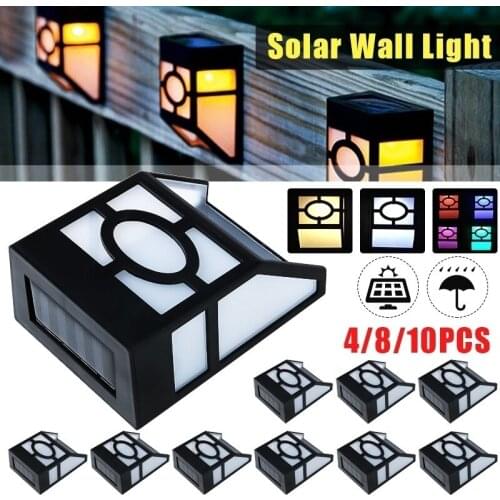 4/8/10PCS Vintage Solar Fence Lights Outdoor LED Wall Mount Post Lights for Garden Pathway Patio