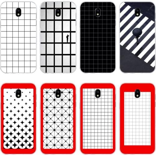 67H white black grid minimalist Soft Silicone Tpu Cover phone Case for Samsung j3 j5 j7 2016 2017 a3 2016 a5 2017 a6 2018