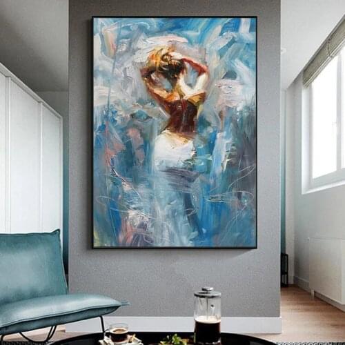Abstract Ballet Girl Canvas Painting Modern Dancing Ballerina Posters Prints Wall Art Pictures for Living Room Wall Decor Cuadro