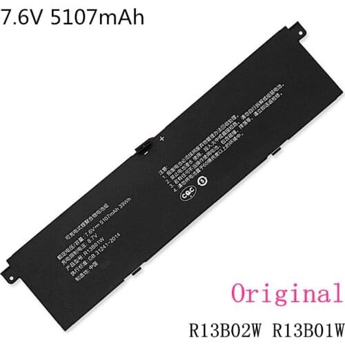 7.6V 39Wh 5107mAh R13B01W R13B02W new R13B01W R13B02W Laptop Battery For Xiaomi Mi Air 13.3" Series Tablet