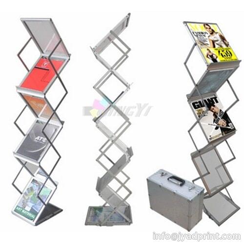 Aluminum acrylic brochure display rack literature display stand folding magazine rack