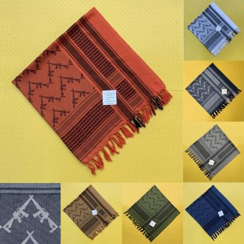 Arab Mens Keffiyeh Shemagh Scarf AK47 Pattern Womens Middle Eastern Head Warps Tactical Palestine Keffiyeh Pashmina Scarf