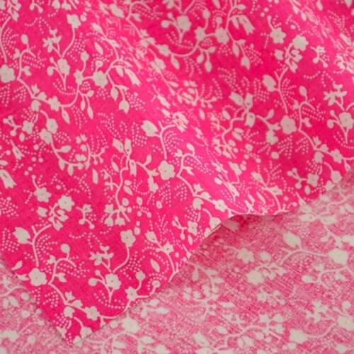 Booksew Clothing Cute White Flowers Designs Dark Pink Home Textile Cotton Fabric Patchwork Dolls DIY Crafts Decoration Tissue
