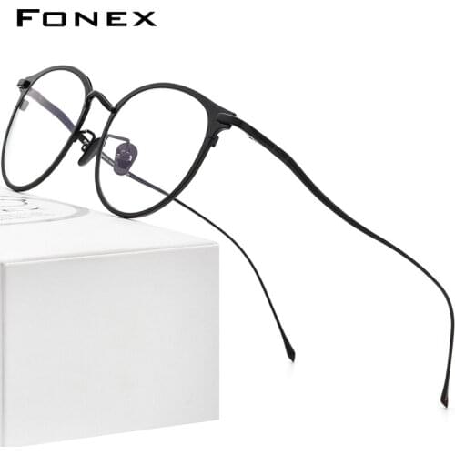 FONEX Pure Titanium Eye Glasses Frames for Women Retro Round Prescription Eyeglasses Men New Vintage Myopia Optical Eyewear 8509