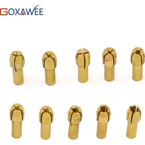 GOXAWEE 10 Pieces Mini Drill Brass Collet Chuck for Dremel Rotary Tool 0.5-3.2mm Brass Collet Chuck for Dremel Tools Accessories