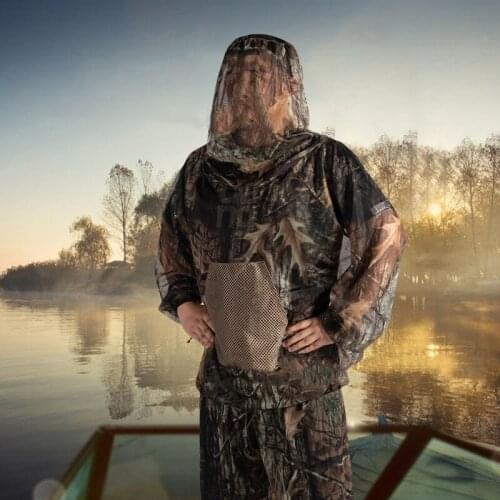 Outdoor Camouflage Fishing Picking Bionic Clothes Adventure Camping Mountaineering Mesh Hooded Anti Mosquito Suit Bee Keeping