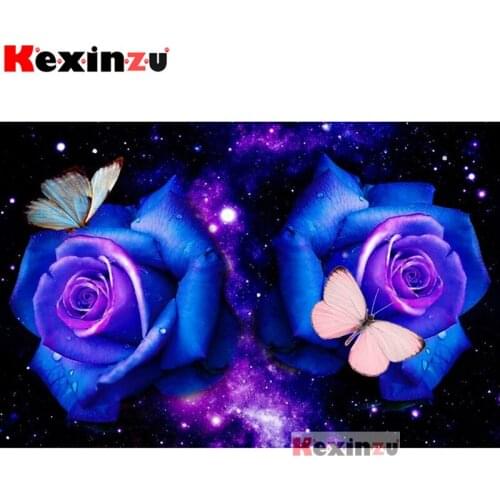 Kexinzu New 5d Full DIY Square Round Diamond Painting Cross Stitch Kit-Butterfly rose-3d Embroidery Mosaic Resin Home Decor Gift