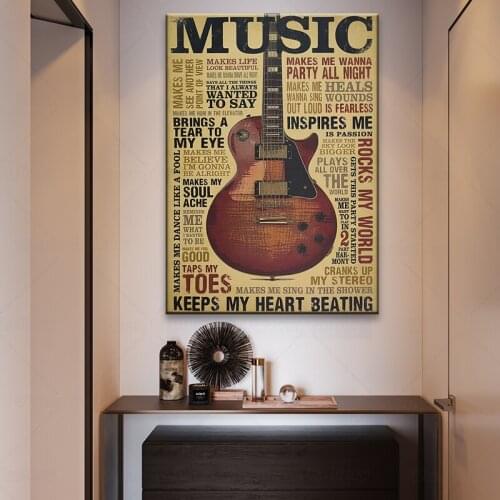 Music guitar style A classic nostalgic retro poster bar cafe dormitory home decoration painting wall sticker