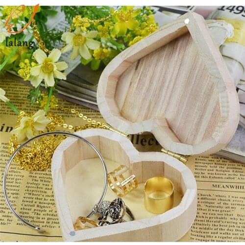 New Arrive Storage Boxes Heart Shape Wood Box Jewelry Box Wedding Gift Home Storage Bin Earrings Ring Box