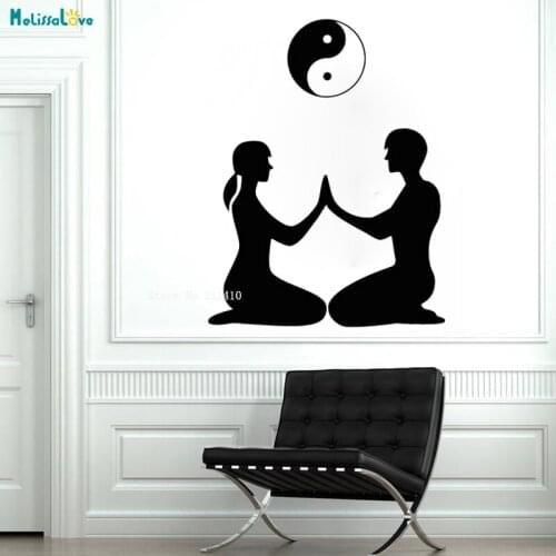 Love Couple Vinyl Wall Decal Bedroom Yin Yang Zen Meditation Yoga Home Decor Simple and Exquisite Stickers Art Murals YT1357