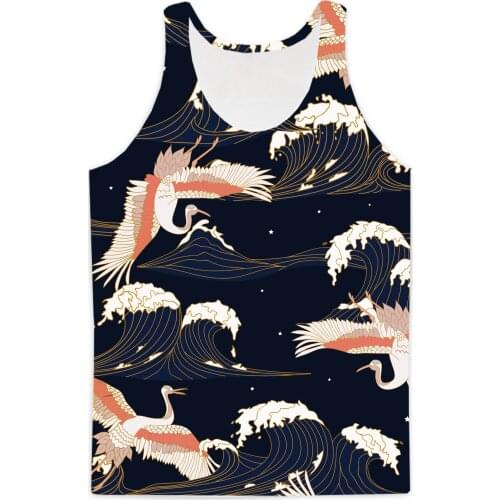 REAL American SIZE Birds & Waves Sublimation Print Tank Top
