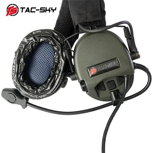 TAC-SKY TEA Hi-Threat Tier 1 Silicone Earmuffs Edition Outdoor Airsoft Military Noise Reduction Pickup Tactical Headset - FG