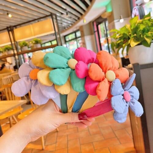 2021 New fashion Flowers Tiara Hair Scrunchie Cute Soft Fabric Girl Cute Hair Hoop For Children Headband Accessories