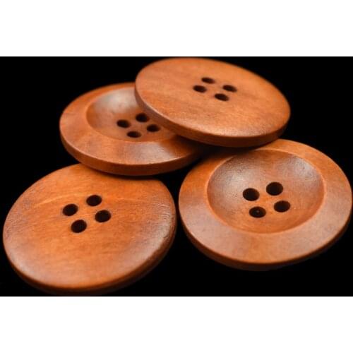 New 4 Holes 50PCS Flower Printed Round Wooden Button 25MM Mixed Wood Buttons Sewing Accessories for Clothing Decoration DIY