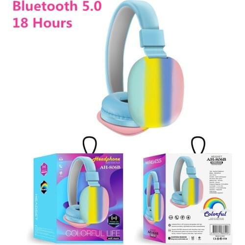 Originality Wireless Headset Bluetooth 5.0 Rainbow Earwith HIFI 18 Hours Stereo Sound Earphone Lovers Christmas Birthday Gift