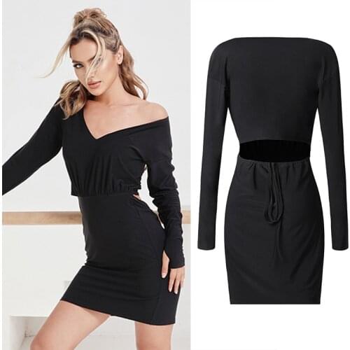 Latin Dance Dress Women Sexy Black Tassels Long Sleeve Competition Dresses Samba Dancing Costumes Fringe Dress Stage Wear SL3918