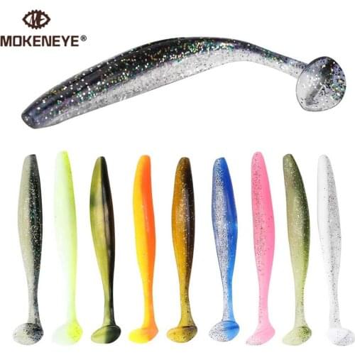 MOKENEYE 30/50/100 Pcs Shad Worm Soft Lures Silicone Bait 7cm 9cm 12cm T Tail Jigging Wobblers Goods for Fishing Sea Swimbait