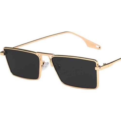 Rectangle Women Sunglasses Metal Square Small Frames Sun Glasses Fashion Avocado Lens Eyewear UV400