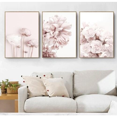 Modern poster flower wall painting pink canvas printing art painting wall living room home decoration painting