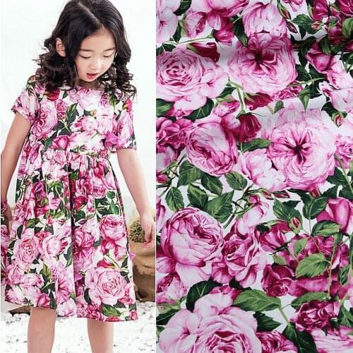 50*142cm cotton Fabric for Tissue kids pink rose Printed Cloth Sewing Quilting Fabrics for Patchwork Sewing Dress Needlework DIY