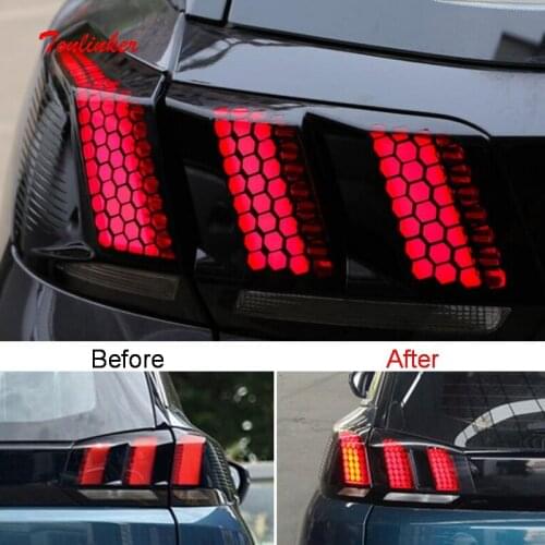 Tonlinker Exterior Car Rear Headlight Mouldings Cover sticker for Peugeot 3008/GT 2016-19 Car Styling 6 PCS Carbon Cover sticker