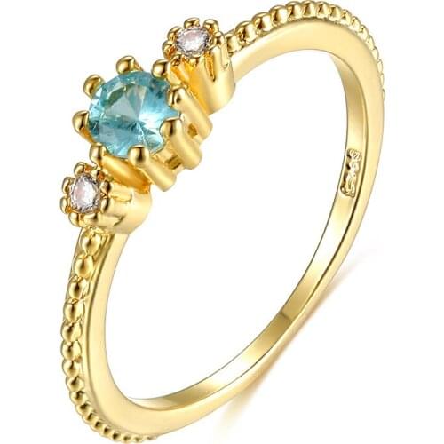UFOORO wedding ring Finger Beautiful Jewelry Romantic sky blue zircon Ring For girl gift