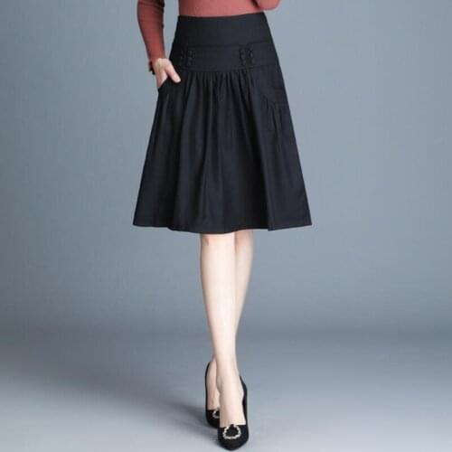 New 2021 Autumn Summer Women Skirt Elegant Fashion High Waist Skirt Female Vintage Mid Long Pleated Skirt Skirts Women S674