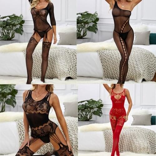 Women Open Crotch Sexy Fishnet See-through Jumpsuit Romper Sleeveless Tight Slim Lingerie Erotich Sleepwear With Bodystockings