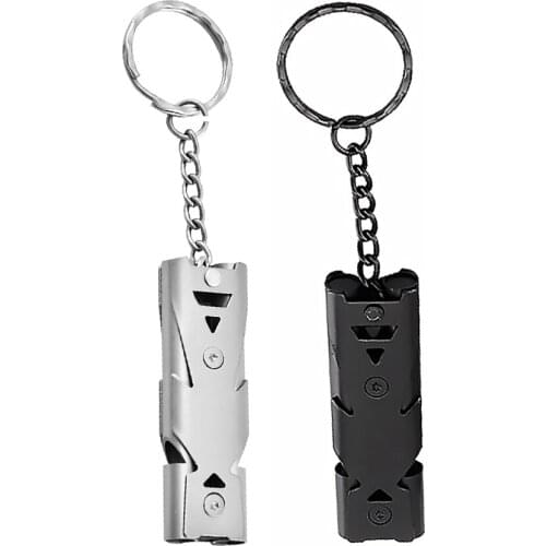 1pcs Outdoors High Decibel Portable Keychain Whistle Stainless Steel Double Pipe Emergency Survival Whistle Multifunction Tools