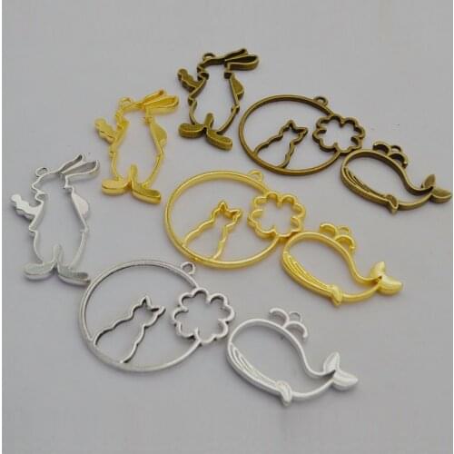 10/pcs lot DIY UV Resin Epoxy alloy frame bottom Charm Vintage Charm Photo Frame Tone Ancient Necklace Bracelet Pendant