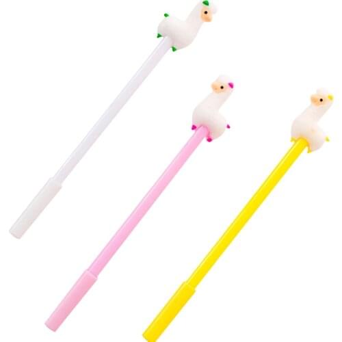 Free shipping 30pcs Creative student cute animal alpaca cartoon gel pen 0.5mm Plastic School Writing DIY Office Stationery