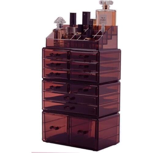 4Pcs/Set Plastic Cosmetics Storage Rack Transparent Coffee