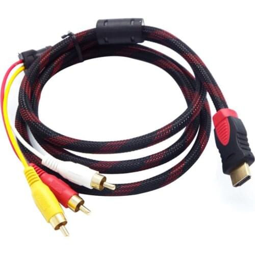 5 Feet 1080P HDTV HDMI-compatible Male to 3 RCA Audio Video AV Cable Cord Adapter Converter Connector Component Cable For HDTV
