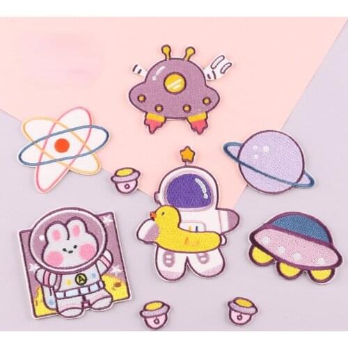7 Pcs/set New IronOn Universe Astronaut Planet Rocket Stickers Patches for Clothing Embroidery Patch DIY Applique Badge Garment