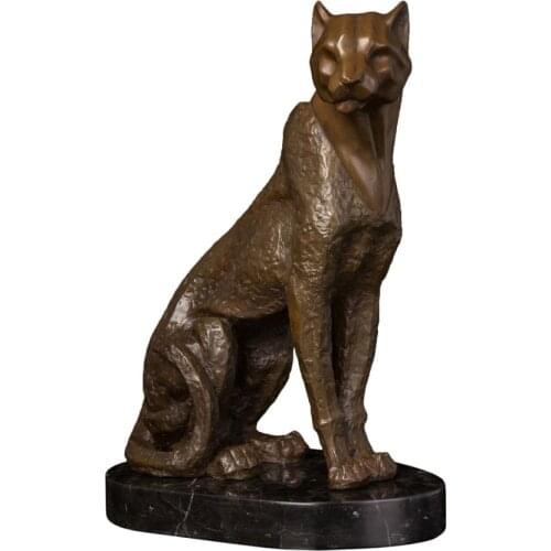 Abstract Cheetah Bronze Statue Leopard Figurine Wild Animal Sculpture Personality Office Home Decoration Big European Art