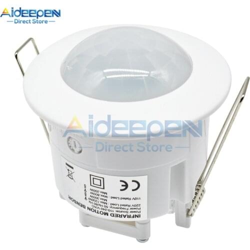 AC 110V-240V 50Hz 360 Degree Mini Recessed Ceiling PIR Infrared Body Motion Sensor Detector Switch For LED Lamp Automatic ON/OFF