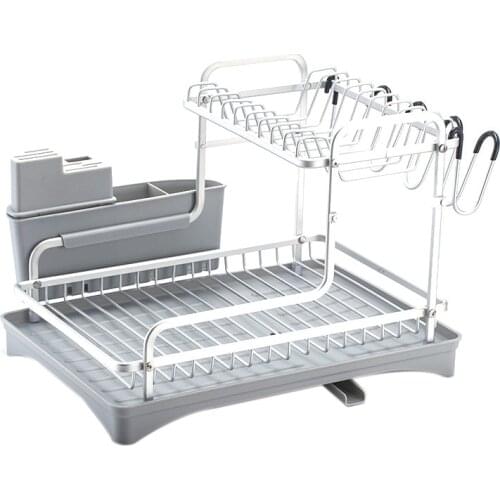 Aluminium Dish Drying Rack Kitchen Organizer Drainer Plate Holder Cutlery Storage Shelf Sink Accessories Drain Stand