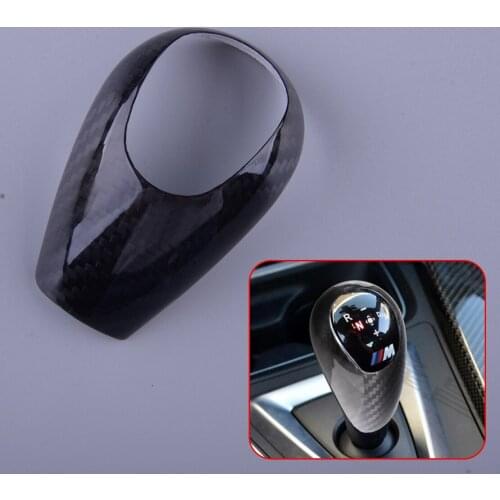 Car Carbon Fiber Black Console Gear Shift Knob Cover Trim Decoration Fit for BMW M3 M5 M6 2006