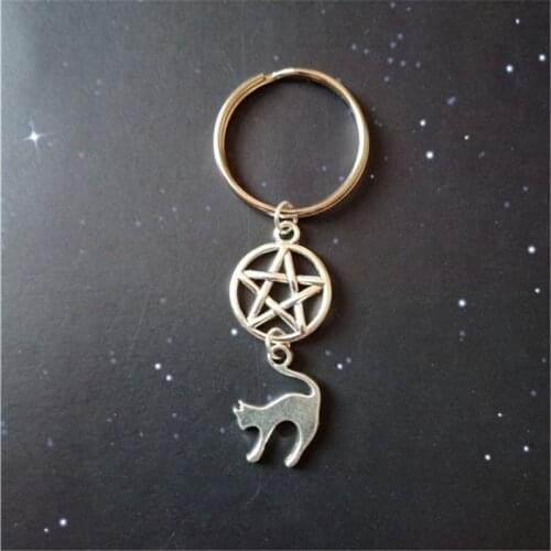 Animal Keychain Pet Keychain Pentagram Key Chain Cute Cat Pet Owner Gift Wiccan Gift Witch Jewelry Boyfriend Girlfriend Keychain