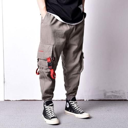 Men Jeans Loose Fit Casual Big Pocket Cargo Pants Homme Slack Bottom Japanese Style Hip Hop Joggers Pants Fashion Streetwear