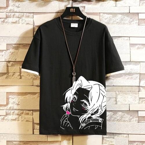Mens Casual Cotton Short Sleeve T-Shirt Cartoon Girl Printed O-Neck Shirts Hip Hop T-Shirt For Men Couple Cloth Oversized S-5XL