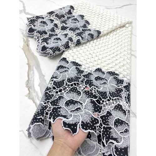Guipure Lace Fabric 2021 High Quality Nigerian Cord Lace Fabrics Sewing African Lace Fabric With Stones For Wedding Dress NI5354