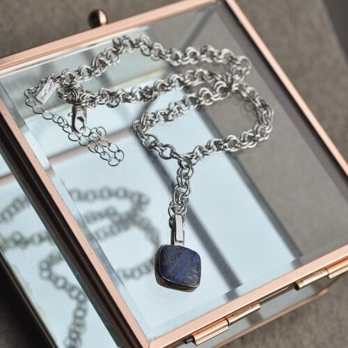 GULCE DERELI, LAPIS BIRTHSTONE CHARM NECKLACE, CHAIN NECKLACE, NEW PRODUCT, GIFT BOX, GOLD/SILVER PLATED