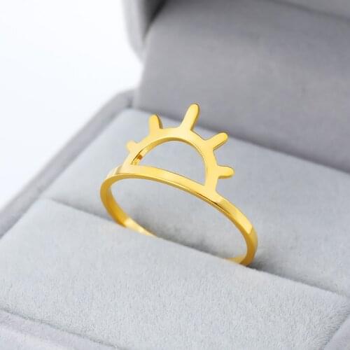 Simple Sun Ring Stainless Steel Jewelry Rose Gold Silver Color Sunset Rings For Women Girls Anillo Hombre Best Friends Gifts