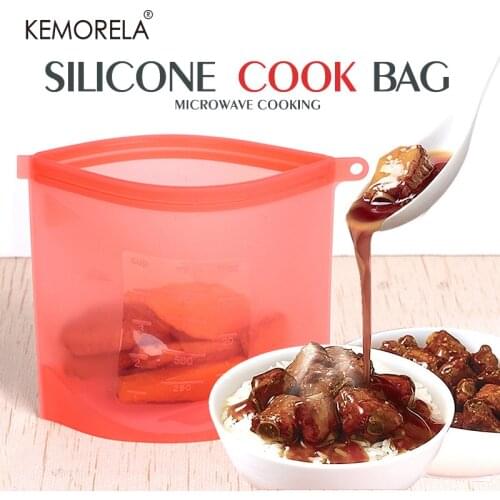 4PCS Kitchen Food Sealing Storage Bag Silicone Food Preservation Bag Refrigerator Fresh Bag Microwave Heating Versatile Cooking