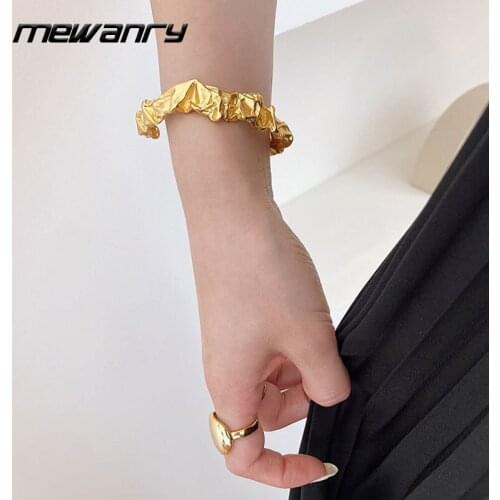 MEWANRY 925 Sterling Silver Bracelets for Women New Trendy Elegant Irregular Texture Bangles Couples Party Jewelry Birthday Gift