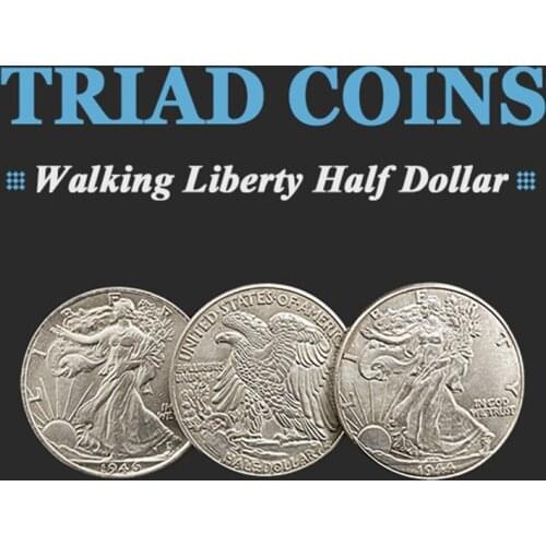Triad Coins (Walking Liberty Half Dollar Gimmick) By Joshua Jay Change Three Coin For Professional Magicians Illusions Props